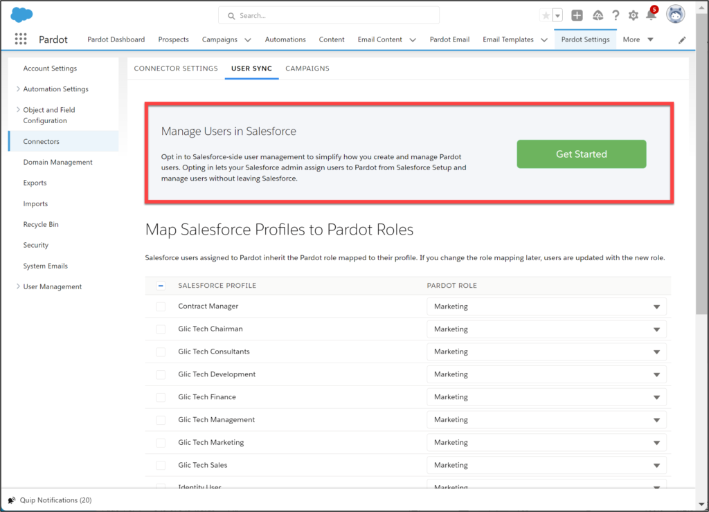 Pardot Account Engagement Manage Users in Salesforce