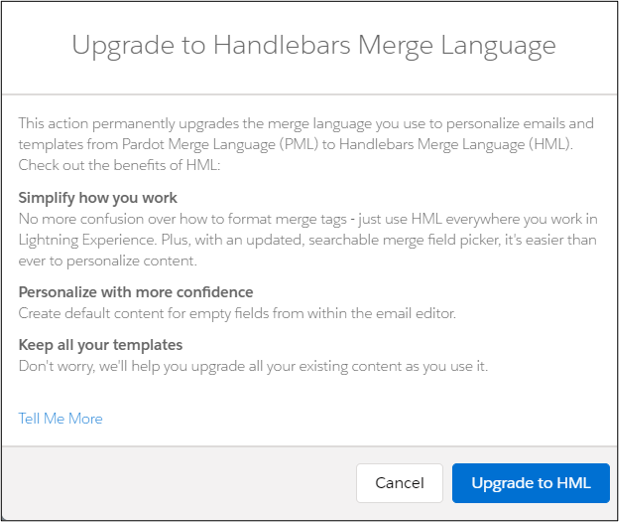 Upgrade to Handlebars Merge Language