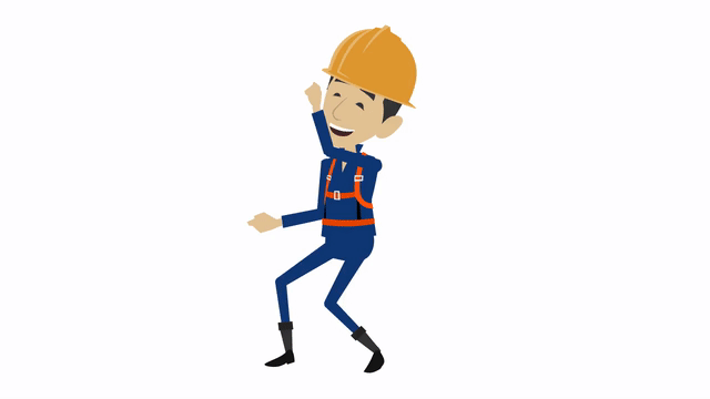 Construction guy dancing