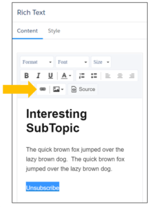 Email Content Add Linked Text
