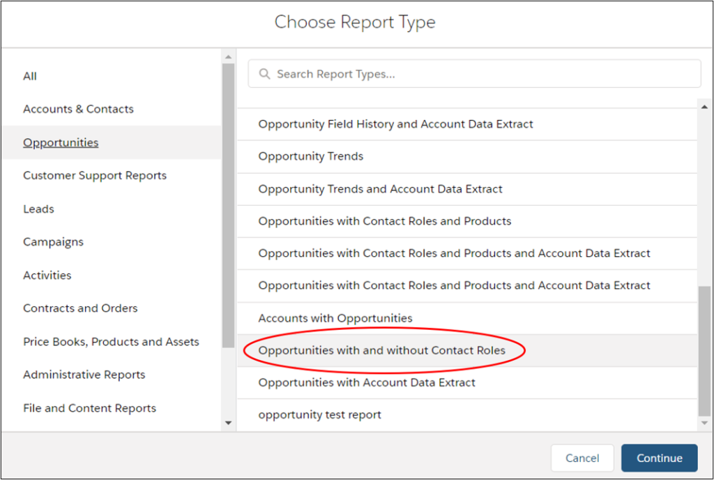 Salesforce report with and without contact role