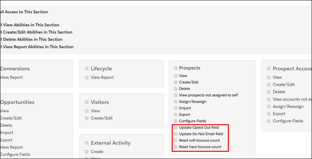 Account Engagement mailability permissions