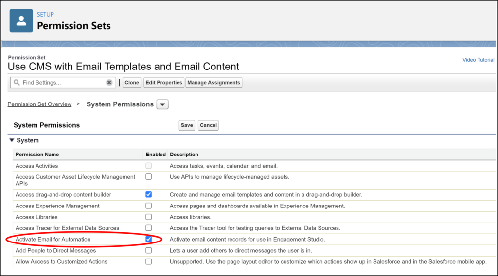 Account Engagement Permission CMS Activate Email for Automation