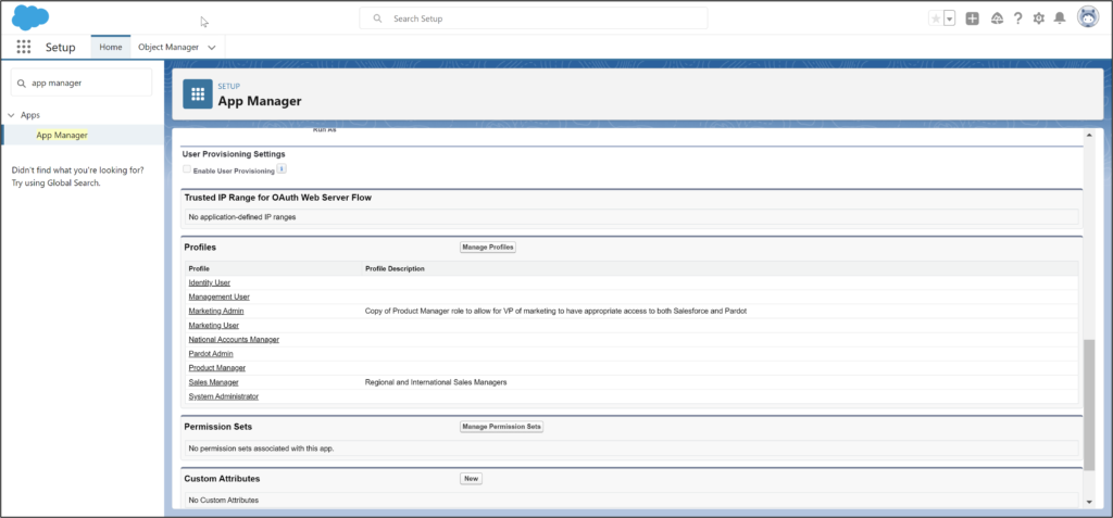 salesforce app manager b2bma_canvas add profiles