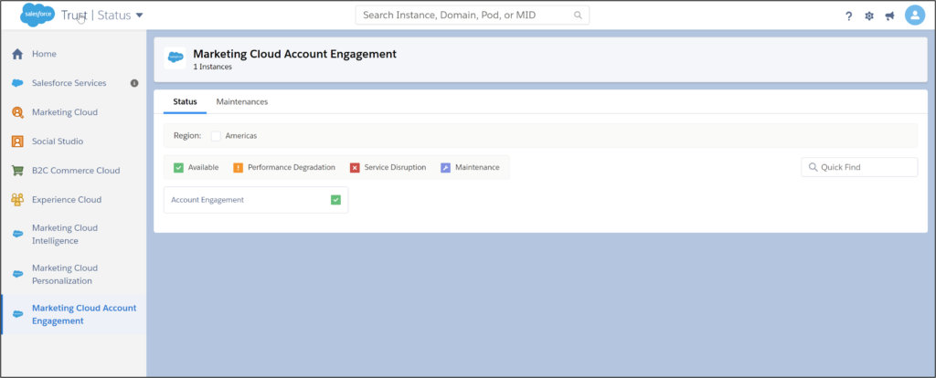 Salesforce Status Trust - Account Engagement Account Engagement