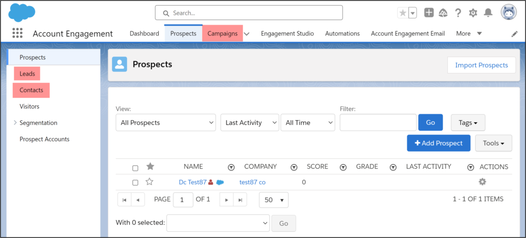 Account Engagement integration and navigation with salesforce