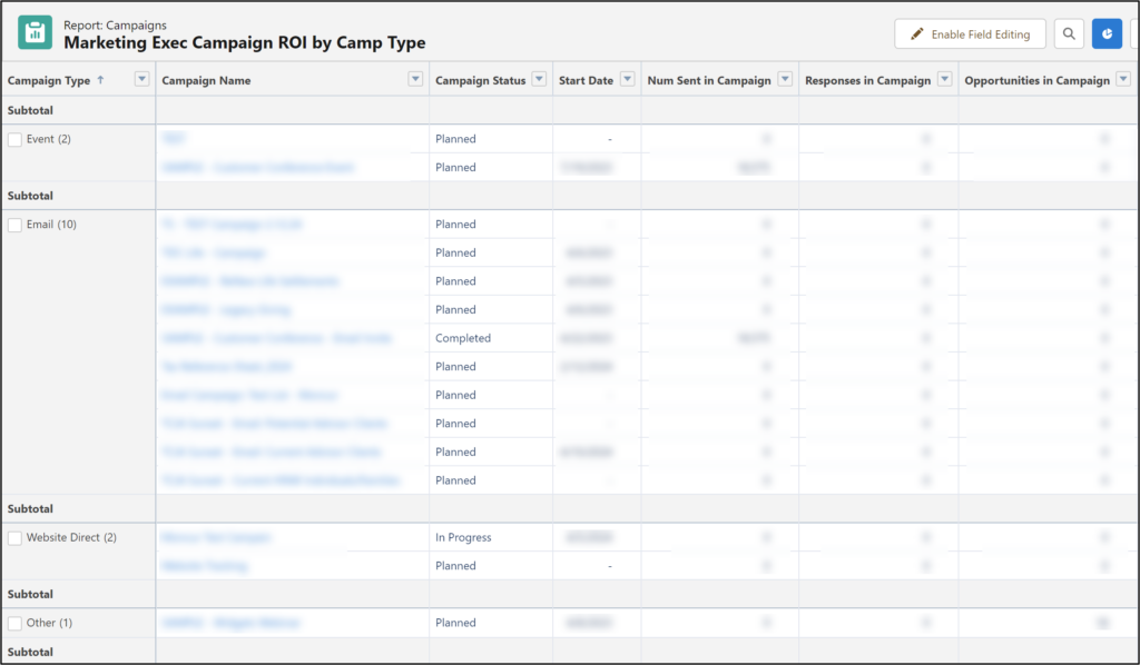 account engagement marketing reports in salesforce