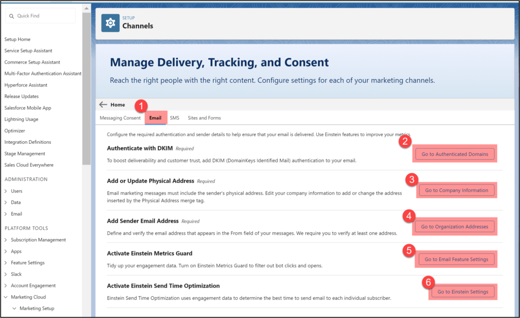 Salesforce Marketing Cloud Manage Delivery Tracking and Consent