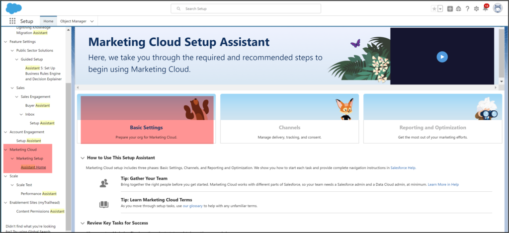 Salesforce Marketing Cloud Setup Assistant Basics