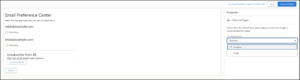 marketing cloud email preference page channel types
