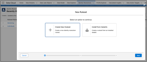 Data Cloud create new ruleset